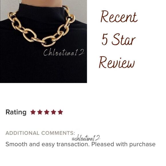 NEW Gold Chain Large Link Choker Necklace - Picture 6 of 8